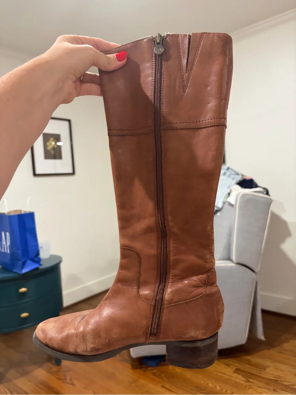 Etienne Aigner Tall Brown Leather Riding Boots